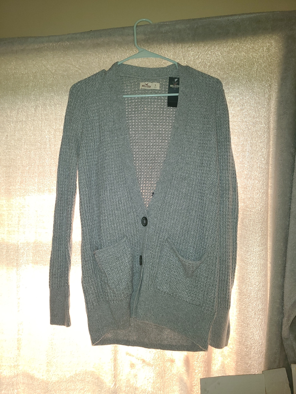 Hollister Light Gray Knit Button-Front Cardigan